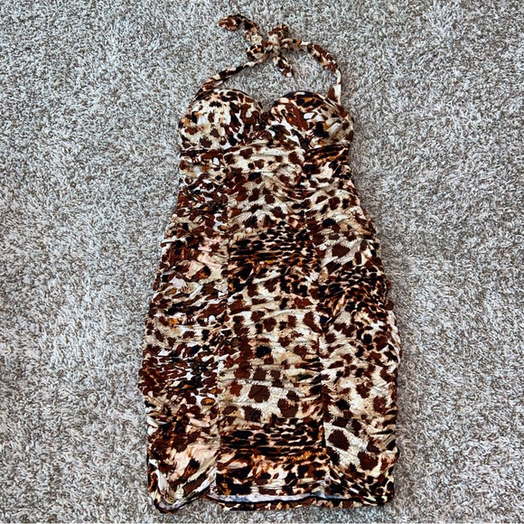 VICTORIA’S SECRET Bra Top Animal Print Ruche Dress - Picture 1 of 8